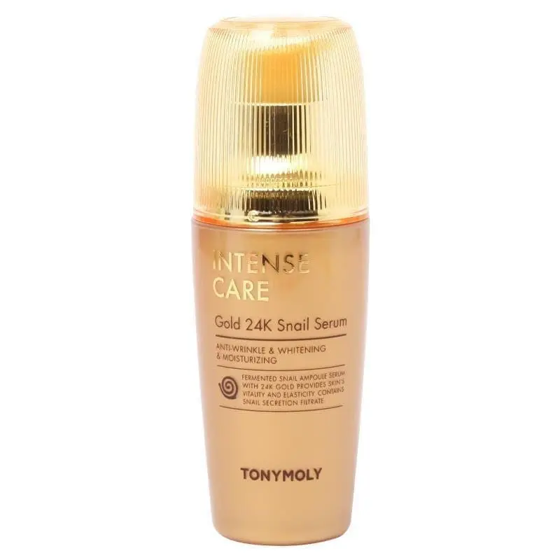A bottle of tonymoly gold leaf toner serum