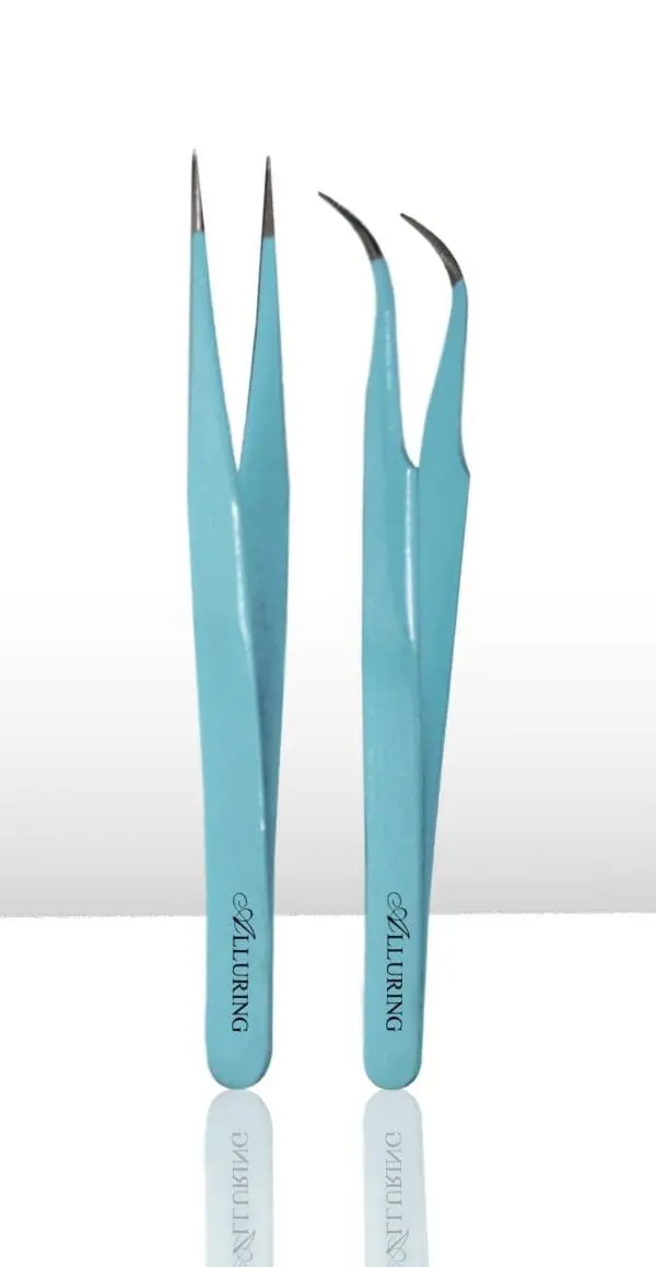 A pair of blue tweezers with the word " true ".