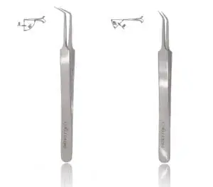 A pair of tweezers with one being the same size.