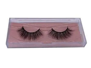 A pair of false eyelashes in a case.