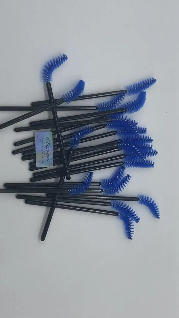 A bunch of blue and black plastic straws