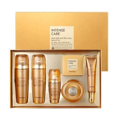 Tonymoly Intense Care Gold 24K Snail Cream 5pc Set - Toner, Serum, Emulsion, Cream & Eye Cream
