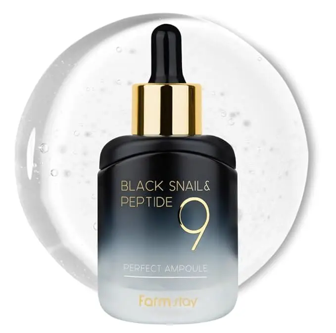 Farmstay Black Snail & Peptide9 Perfect Ampoule – Anti-Aging Serum for Firm, Hydrated, and Revitalized Skin 1.18 Fl. Oz.