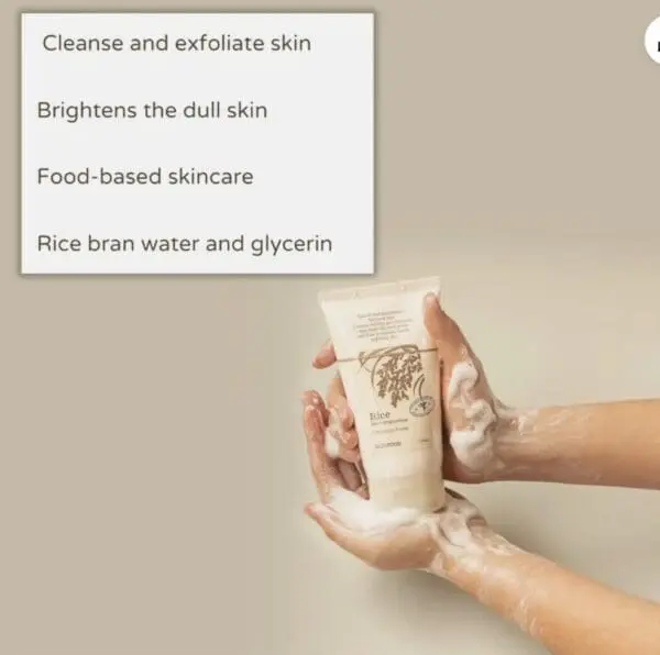SKINFOOD Rice Daily Brightening Cleansing Foam – Korean Face Wash with Rice Bran Water for Radiant & Smooth Skin (150ml) - Image 4
