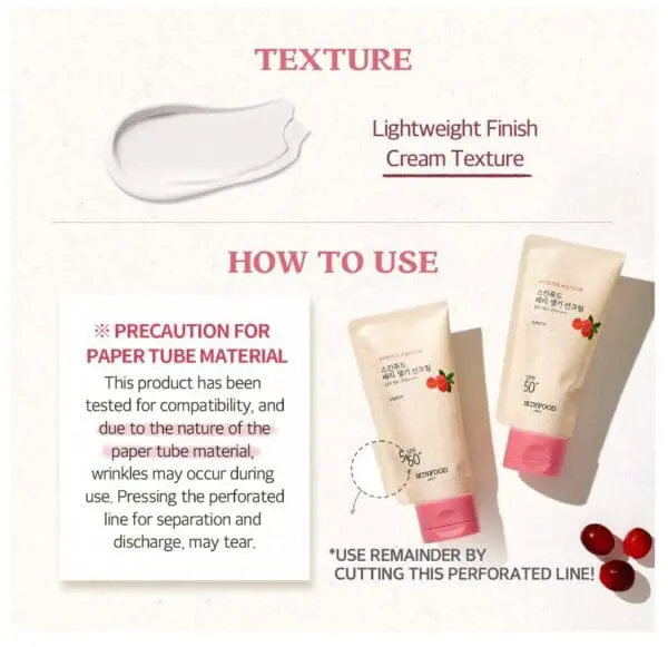 SKINFOOD Berry Glowing Sun Cream SPF 50+ Vegan Korean Sunscreen with Cranberry Extract & Eco-Friendly Packaging (50ml) - Image 4