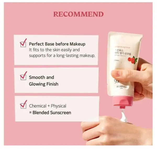 SKINFOOD Berry Glowing Sun Cream SPF 50+ Vegan Korean Sunscreen with Cranberry Extract & Eco-Friendly Packaging (50ml) - Image 5