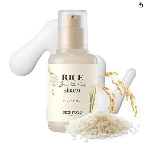 SKINFOOD Rice Daily Brightening Serum – Hydrating & Soothing Face Serum with Rice Extract for Pore Minimizing, Deep Hydrating, Dark Spot Correcting, 55ml/1.86fl.oz.