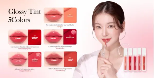 LipHip Glossy Lip Tint – Long Lasting Hydrating Lip Stain with Shine Finish – Lightweight, Non-Sticky Formula – Korean Lip Makeup