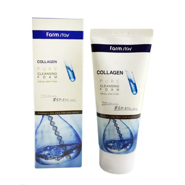 FarmStay Pure Collagen Foam Cleanser 180ml – Hydrating Korean Face Wash for Firm, Smooth Skin
