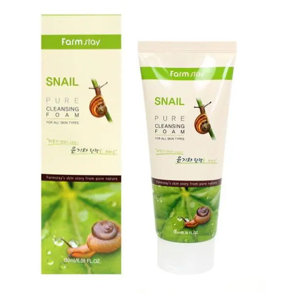 FarmStay Pure Snail Foam Cleanser 180ml – Deep Cleansing with Snail Mucin for Smooth, Hydrated Skin