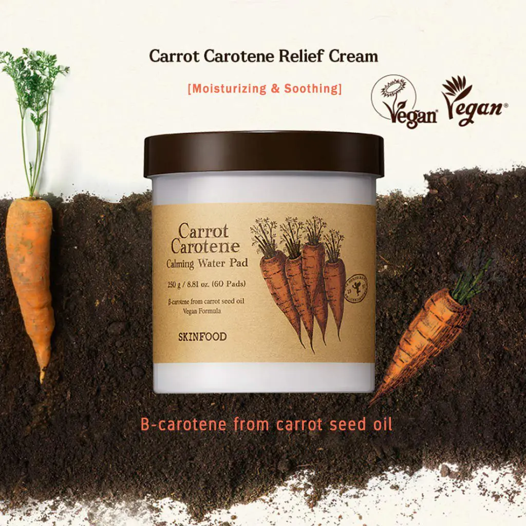 SKINFOOD Carrot Carotene Calming Water Pads – 60 Sheets
