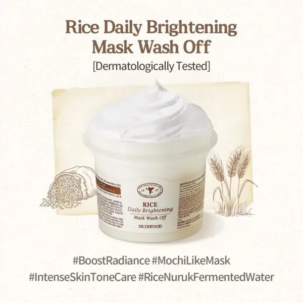 SKINFOOD Rice Daily Mask – 210g Exfoliating Scrub Wash-Off - Image 2