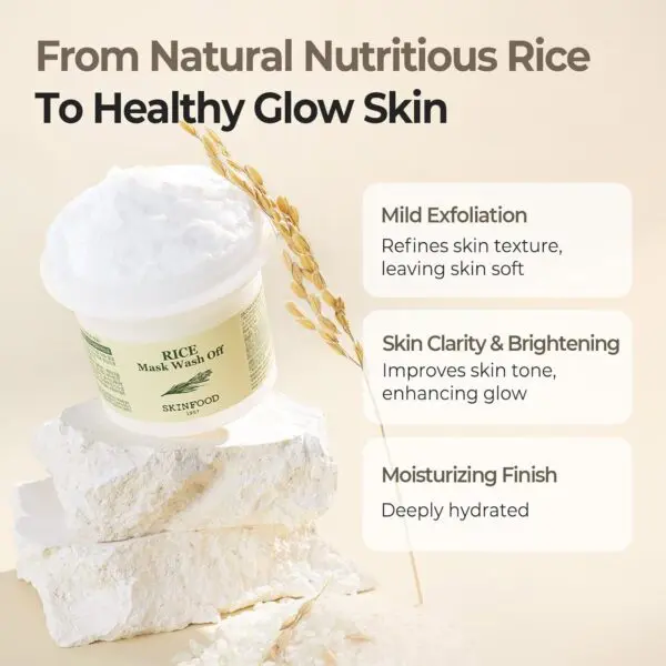 SKINFOOD Rice Mask Wash Off – 4.23oz Gentle Exfoliation - Image 4