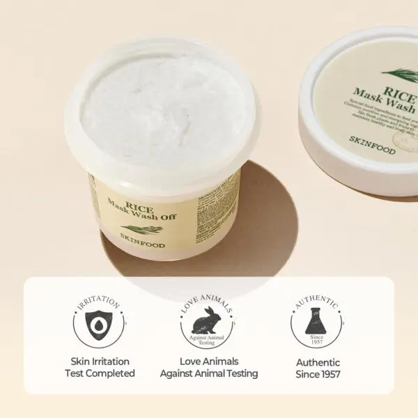 SKINFOOD Rice Mask Wash Off – 4.23oz Gentle Exfoliation - Image 7