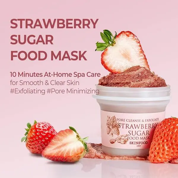 SKINFOOD Strawberry Sugar Food Mask – 4.23oz Exfoliator - Image 2