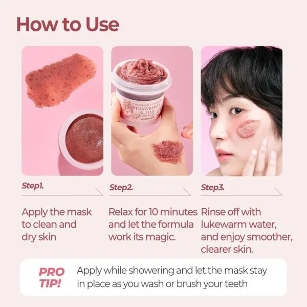 SKINFOOD Strawberry Sugar Food Mask – 4.23oz Exfoliator - Image 6