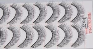 A close up of several pairs of false eyelashes