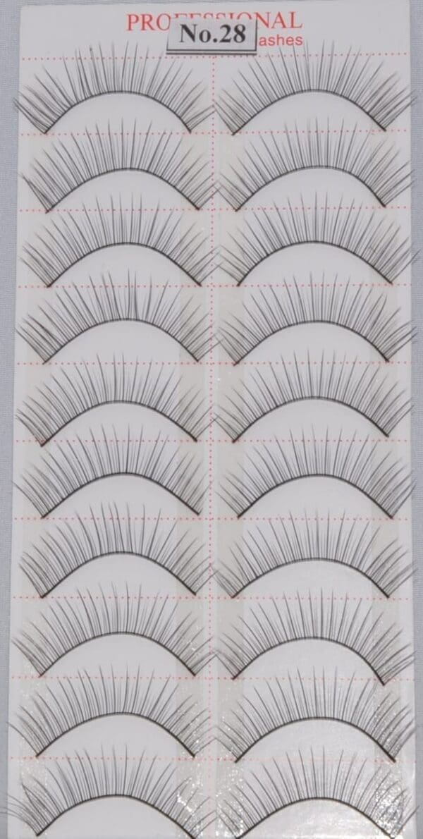 A close up of false eyelashes on display