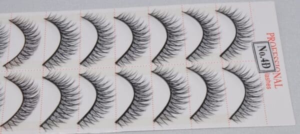 A close up of several pairs of false eyelashes