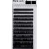 A black and white picture of a strip of mink lashes.