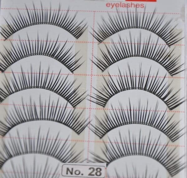 A set of six pairs of false eyelashes.