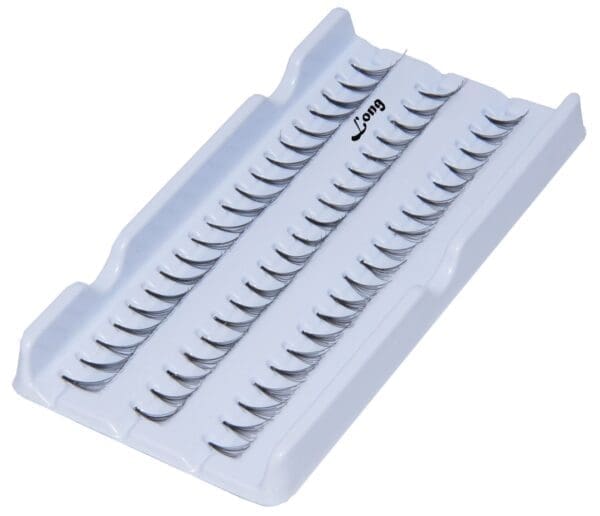 A tray of individual lashes for eyelashes