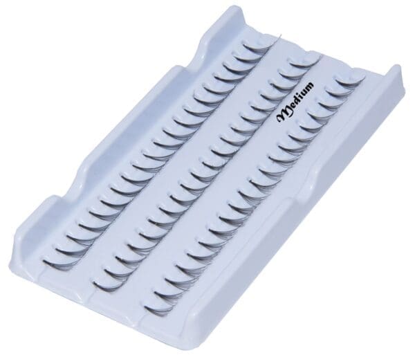 A tray of individual lashes for eyelash extensions