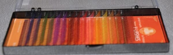 A close up of the color spectrum in a box