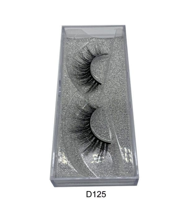 A pair of false eyelashes in a box.