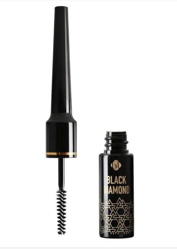 A black diamond mascara with a brush on top of it.