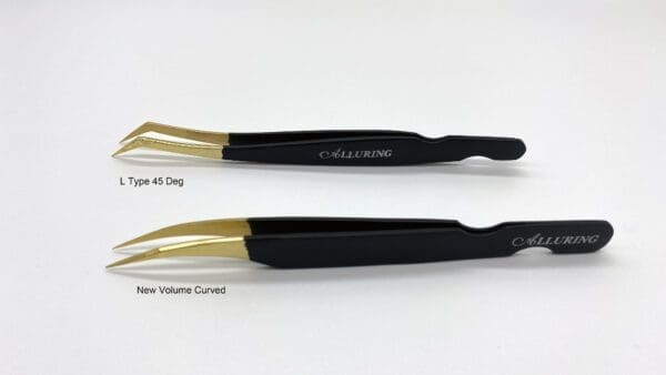 A pair of tweezers with different types of handles.