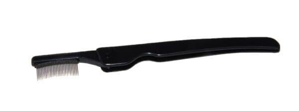 A black plastic handle with a long curved blade.