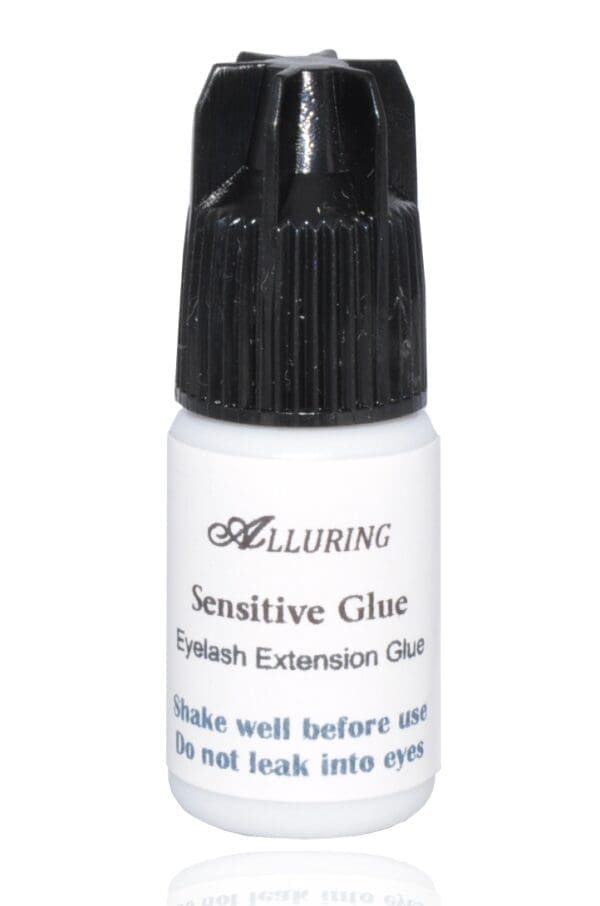 A bottle of sensitive glue is shown.