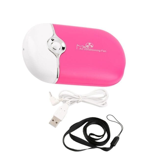 A pink and white electric toothbrush with its charger.