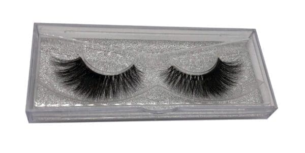 A pair of fake eyelashes in a box.