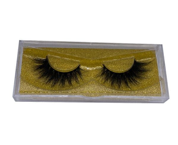 A pair of fake eyelashes in a box.