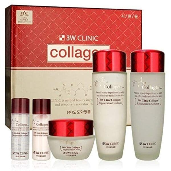 3W Clinic Collagen Skin Care 3 Set : Softener, Emulsion, Cream