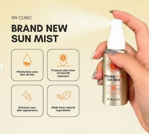 3W CLINIC Intensive Dr. Kim Sun Mist Spray 50ml SPF40, PA++ - Image 2