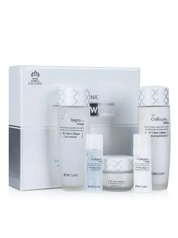 3W CLINIC COLLAGEN WHITE BRIGHTENING, WHITENING SET (softener, cream, emulsion) - Image 2