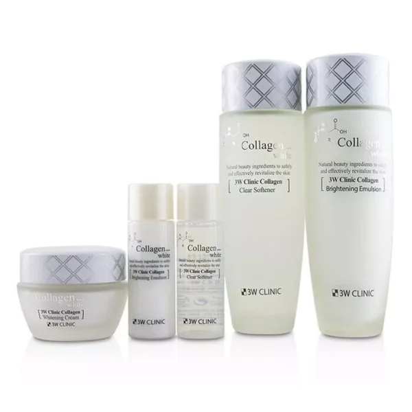 3W CLINIC COLLAGEN WHITE BRIGHTENING, WHITENING SET (softener, cream, emulsion)