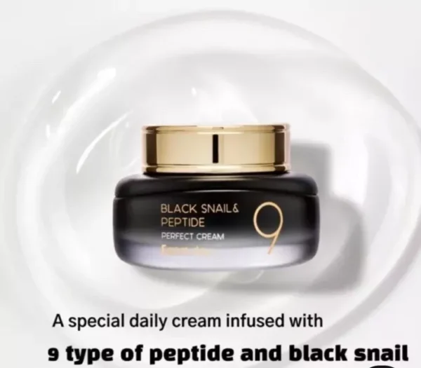 FARMSTAY Black Snail and Peptide 9 Perfect Cream - All Day Cream with Acrtyl Hexapeptide-8 For Skin Elasticity, care Fine Line 1.85fl. oz - Image 2