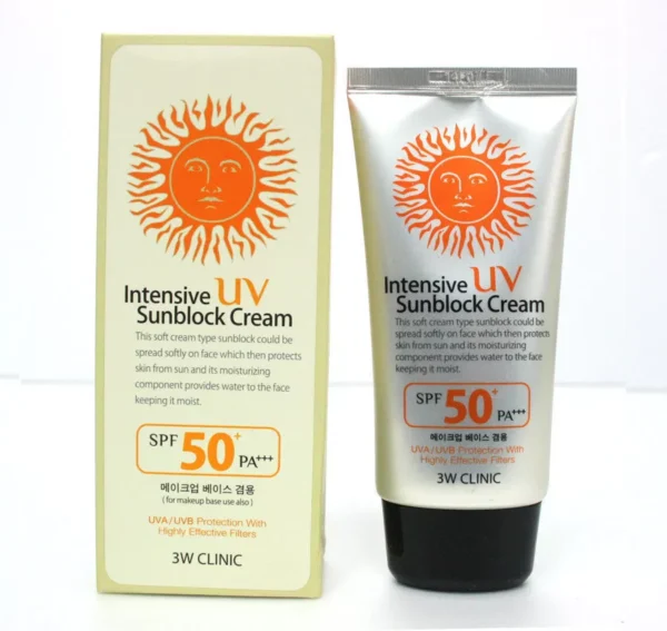 3W CLINIC Intensive UV Sunblock Cream SPF50 Makeup Base No White Cast