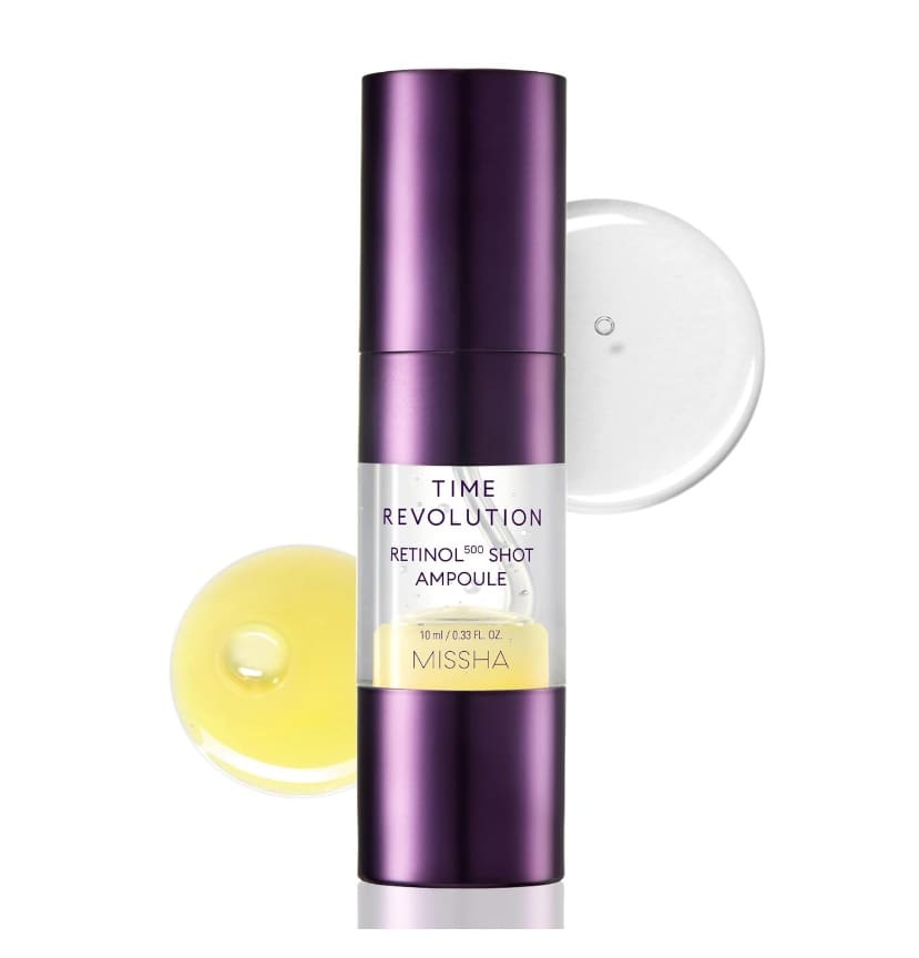 MISSHA Time Revolution Retinol 500 Shot Ampoule 10ml – Intensive Anti-Aging Serum with Pure Retinol & Probiotic Complex