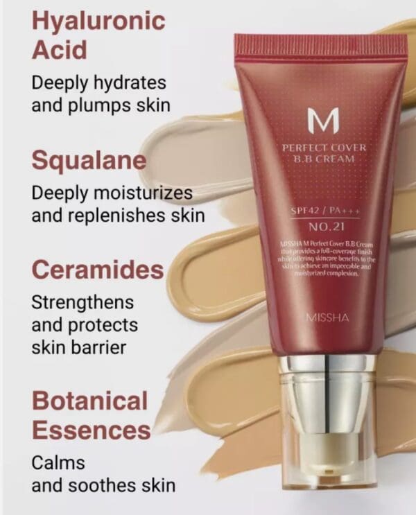 Missha M Perfect Cover BB Cream # 13, #21 or #23 High Coverage, Lightweight Foudation - Image 5