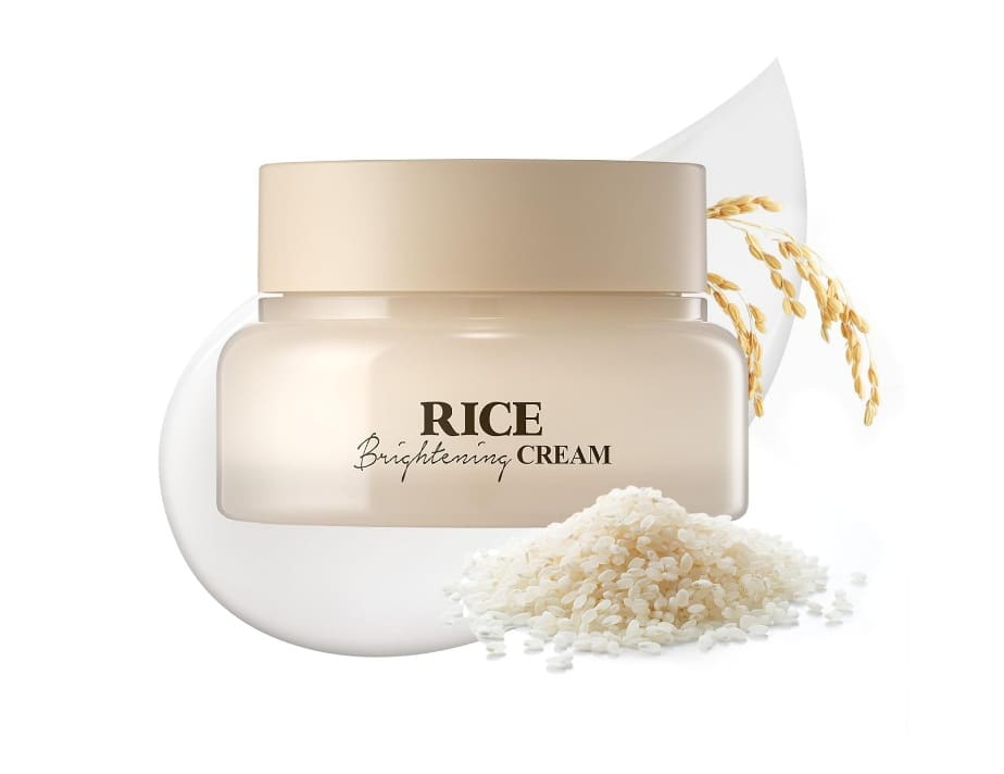 SKINFOOD Rice Brightening Cream, Face Moisturizer for Glow Glass Skin, Fermented Rice Water Milk, Replenishing, Whitening, Deep Hydrating, Dark Spot Correcting, Vegan, 60ml/2fl.oz.