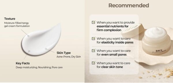 SKINFOOD Rice Brightening Cream, Face Moisturizer for Glow Glass Skin, Fermented Rice Water Milk, Replenishing, Whitening, Deep Hydrating, Dark Spot Correcting, Vegan, 60ml/2fl.oz. - Image 2