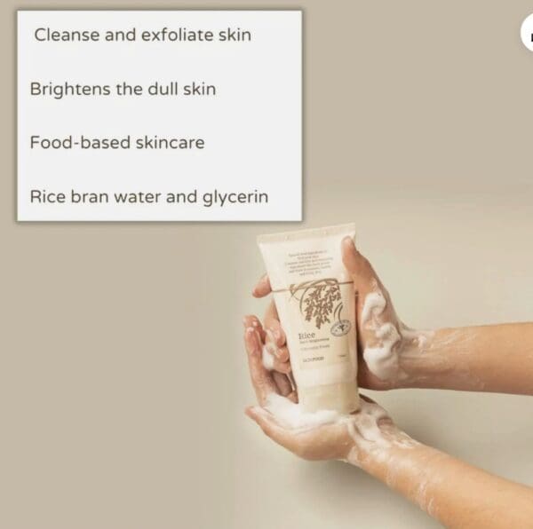SKINFOOD Rice Daily Brightening Cleansing Foam – Korean Face Wash with Rice Bran Water for Radiant & Smooth Skin (150ml) - Image 4
