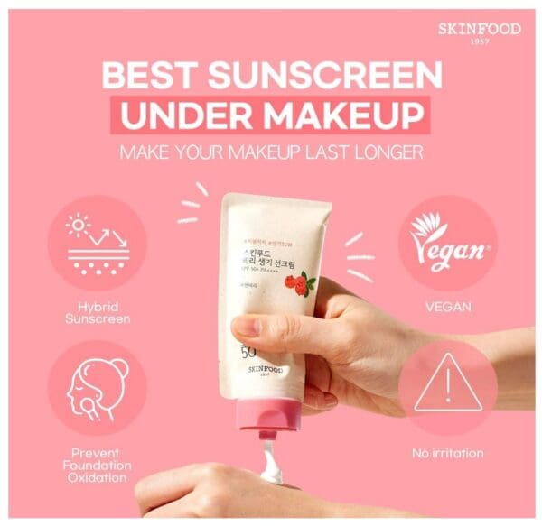 SKINFOOD Berry Glowing Sun Cream SPF 50+ Vegan Korean Sunscreen with Cranberry Extract & Eco-Friendly Packaging (50ml) - Image 2