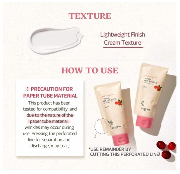 SKINFOOD Berry Glowing Sun Cream SPF 50+ Vegan Korean Sunscreen with Cranberry Extract & Eco-Friendly Packaging (50ml) - Image 4