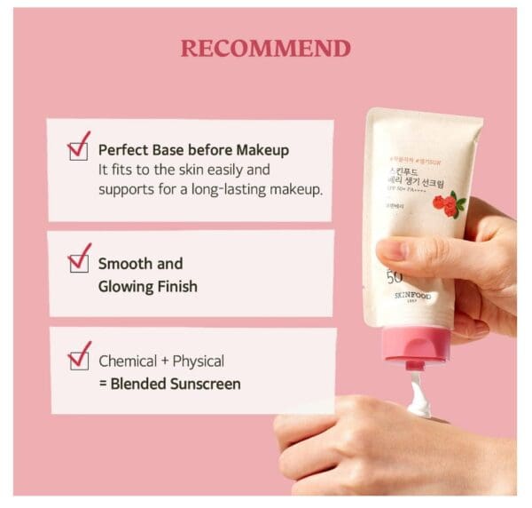 SKINFOOD Berry Glowing Sun Cream SPF 50+ Vegan Korean Sunscreen with Cranberry Extract & Eco-Friendly Packaging (50ml) - Image 5